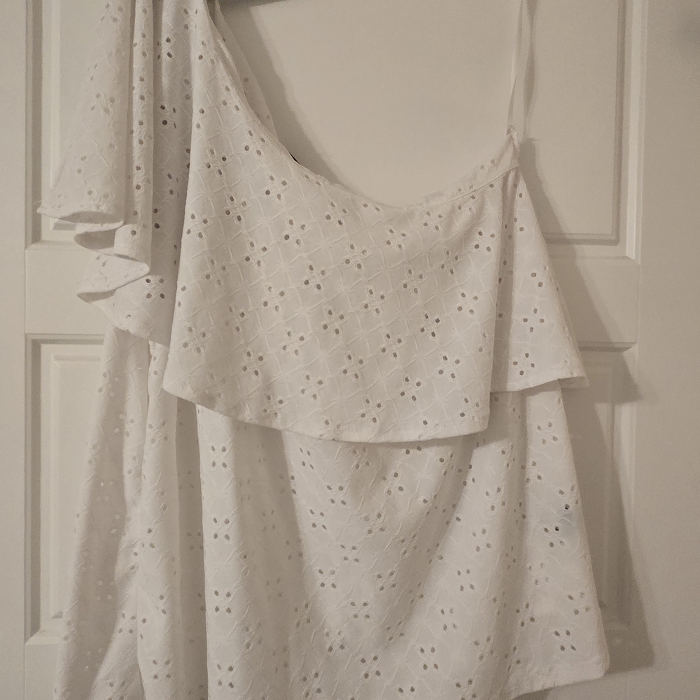 Torrid White One Shoulder Eyelet Dress